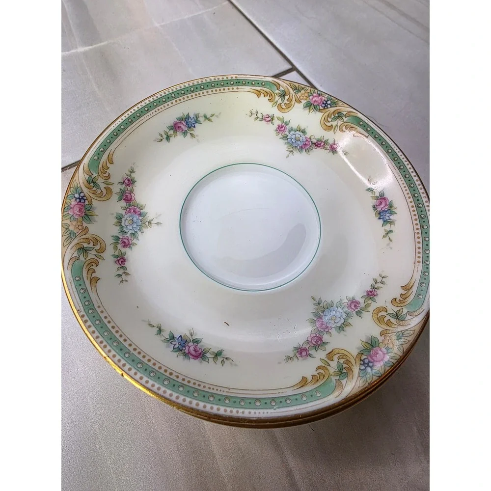 Vintage Noritake Plaza China‎ Saucers Set of 5 Floral Gold Trim Japan 5.5 Inch
